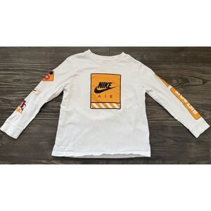 Boys Youth Nike Long Sleeve Tee Shirt Small Plus S+ Just Do It White Yellow